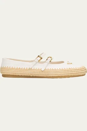 Prada Leather Dual Mary Jane Ballerina Espadrilles