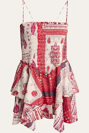 Marant Etoile Anka Bandana Smocked Mini Dress