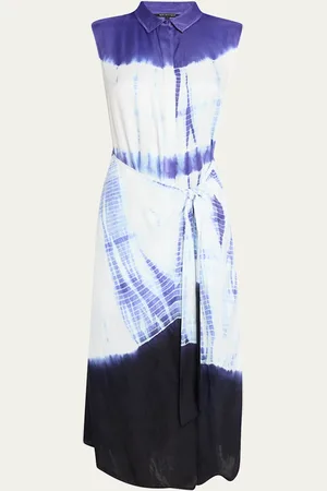 Kobi Halperin Ivria Tie-Dye Sleeveless Midi Wrap Shirtdress