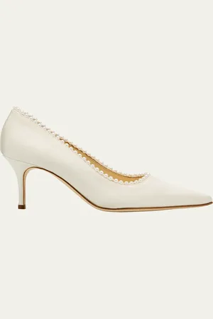 Manolo Blahnik Kifat 70mm Silk Pearly Classic Pumps