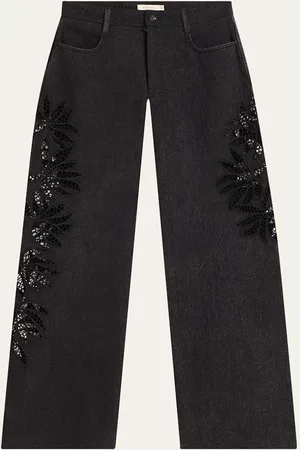 Diotima Stulla Botanical Cutout Wide-Leg Jeans