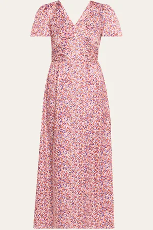 Kika Vargas Lara Dots Satin Maxi Dress