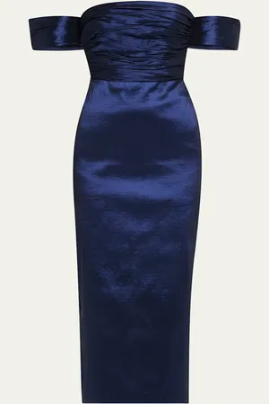 Kika Vargas Adele Ruched Taffeta Midi Dress