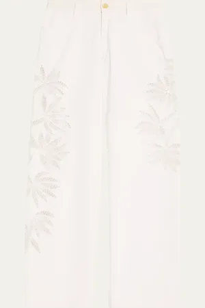 Diotima Stulla Botanical Cutout Wide-Leg Jeans