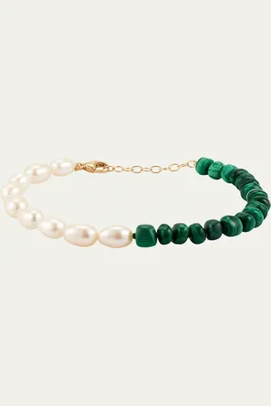 JIA JIA 14K Malachite Jumbo Pearl Union Bracelet, 7"L