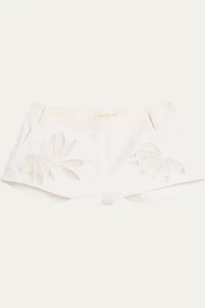 Diotima Rider Botanical Cutwork Mini Shorts