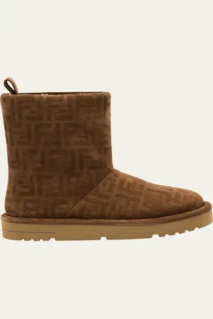 Fendi Shearling-Lined FF Embossed Leather Ski Boots