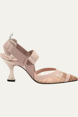Fendi Colibri 85mm FF Mesh Slingback High-Heel Pumps