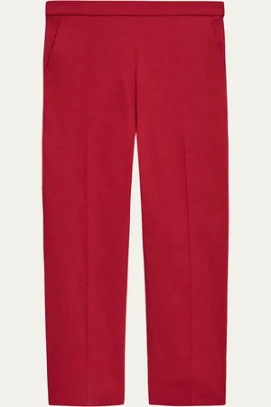 THEORY Treeca Good Linen Cropped Pull-On Ankle Pants