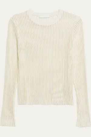 Helmut Lang Sheer Stripe Crewneck Top