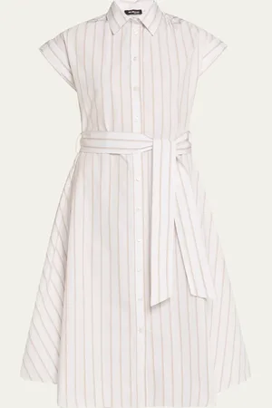 Kiton Striped Cotton Poplin Midi Shirtdress