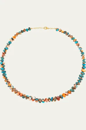 JIA JIA Nevada Kingman Spiny Turquoise Rondelle Necklace in 14K Yellow Gold