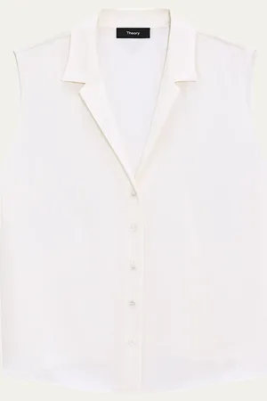 THEORY Sleeveless Silk Camp Blouse