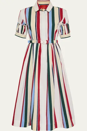 La DoubleJ Striped Belted Midi Dress