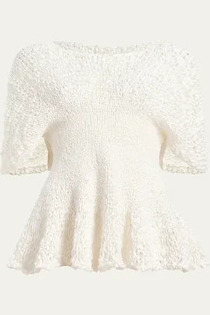 Khaite Mathilde Peplum Batwing Cotton Top