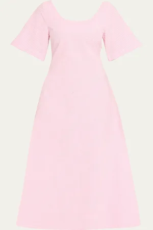 Bernadette Striped Flowy Scoop-Neck Dress