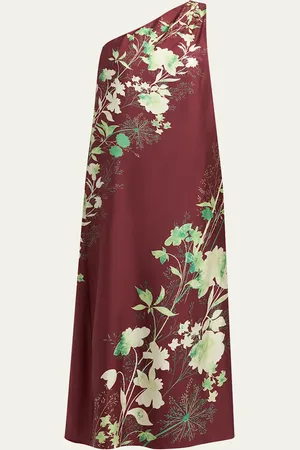 La DoubleJ Roy One-Shoulder Floral Silk Maxi Dress