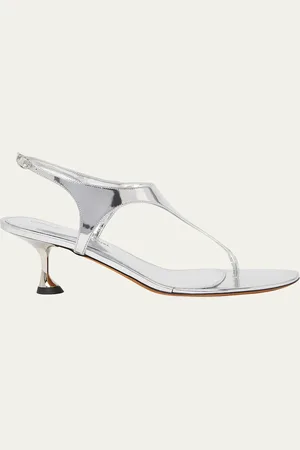 Proenza Schouler Metallic Leather Kitten-Heel Thong Sandals