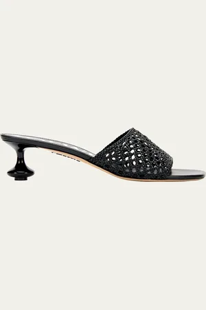 Loewe Toy Leather Woven Slide Sandals