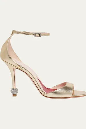 Roger Vivier Marlene Leather Crystal-Heel Sandals