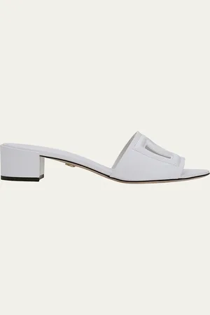 Dolce & Gabbana DG Cutout Leather Mule Sandals
