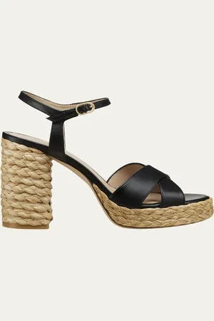 Stuart Weitzman Dayna Leather Crisscross Platform Sandals