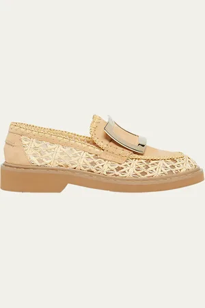 Roger Vivier Viv Rangers Braided Raffia Loafers