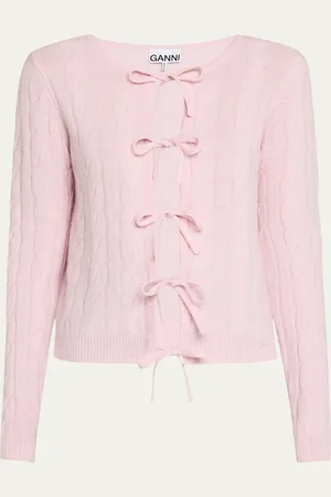 Ganni Cashmere Mix Tie-Front Cardigan