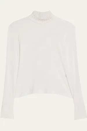 Diotima Saada Crochet Mock-Neck Top