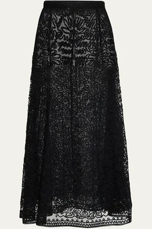 ULLA JOHNSON Katja Sheer Embroidered Skirt
