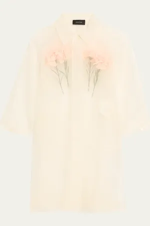 Simone Rocha Carnation-Stuffed Sheer Car Coat