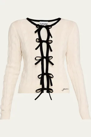 Ganni Cashmere Mix Tie-Front Cardigan