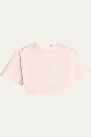 Alaïa Cropped Silk Taffeta T-Shirt