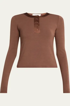 Frame The Satin-Trim Henley Top