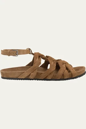 Brunello Cucinelli Suede Monili Gladiator Sandals