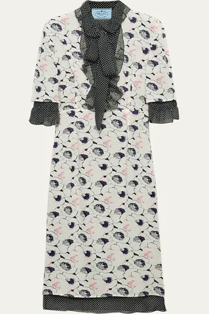 Prada Printed Georgette Ruffled dress