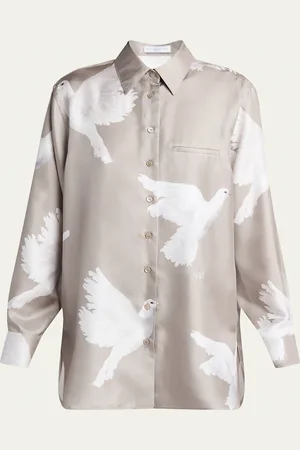 Stella McCartney Dove Print Button Down Silk Blouse