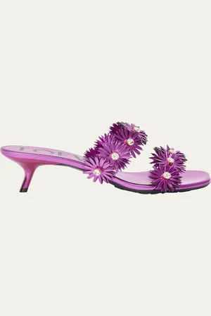 Loewe Petal Metallic Flowers Slide Sandals