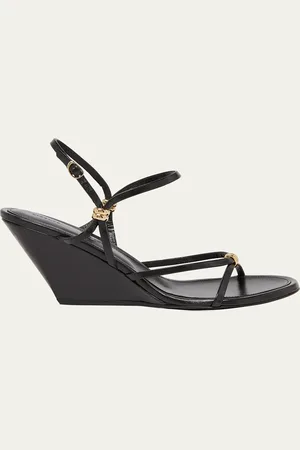 Proenza Schouler Coil Buckle Ankle-Strap Leather Wedge Sandals