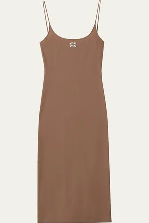 Miu Miu Logo-Print Jersey Midi Dress