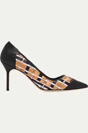 Manolo Blahnik Capcour Basketweave Cap-Toe Pumps