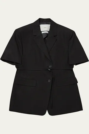 DUNST Belted Short-Sleeve Linen Jacket