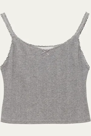 DUNST Pointelle Knit Bow Tank Top