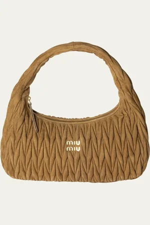 Miu Miu Wander Matelassé Suede Hobo Bag