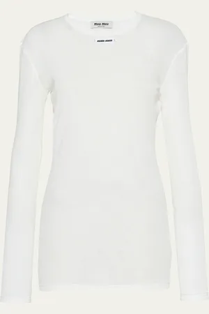 Miu Miu Long-Sleeve Fitted Mini Dress