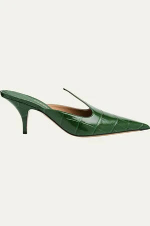 Salvatore Ferragamo Avril Croc-Embossed Leather Mule Pumps