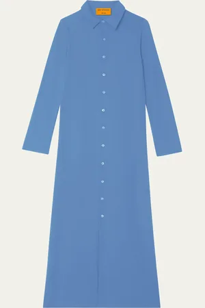 Guest In Residence Showtime Silk-Linen Maxi Shirtdress