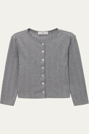 DUNST Pointelle Knit Crewneck Cardigan