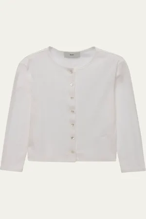 DUNST Pointelle Knit Crewneck Cardigan
