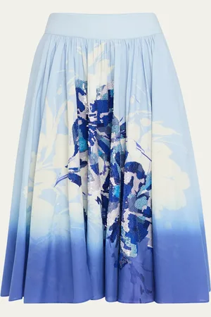 Kobi Halperin Selwyn Ombre Sequin Floral-Print Midi Skirt